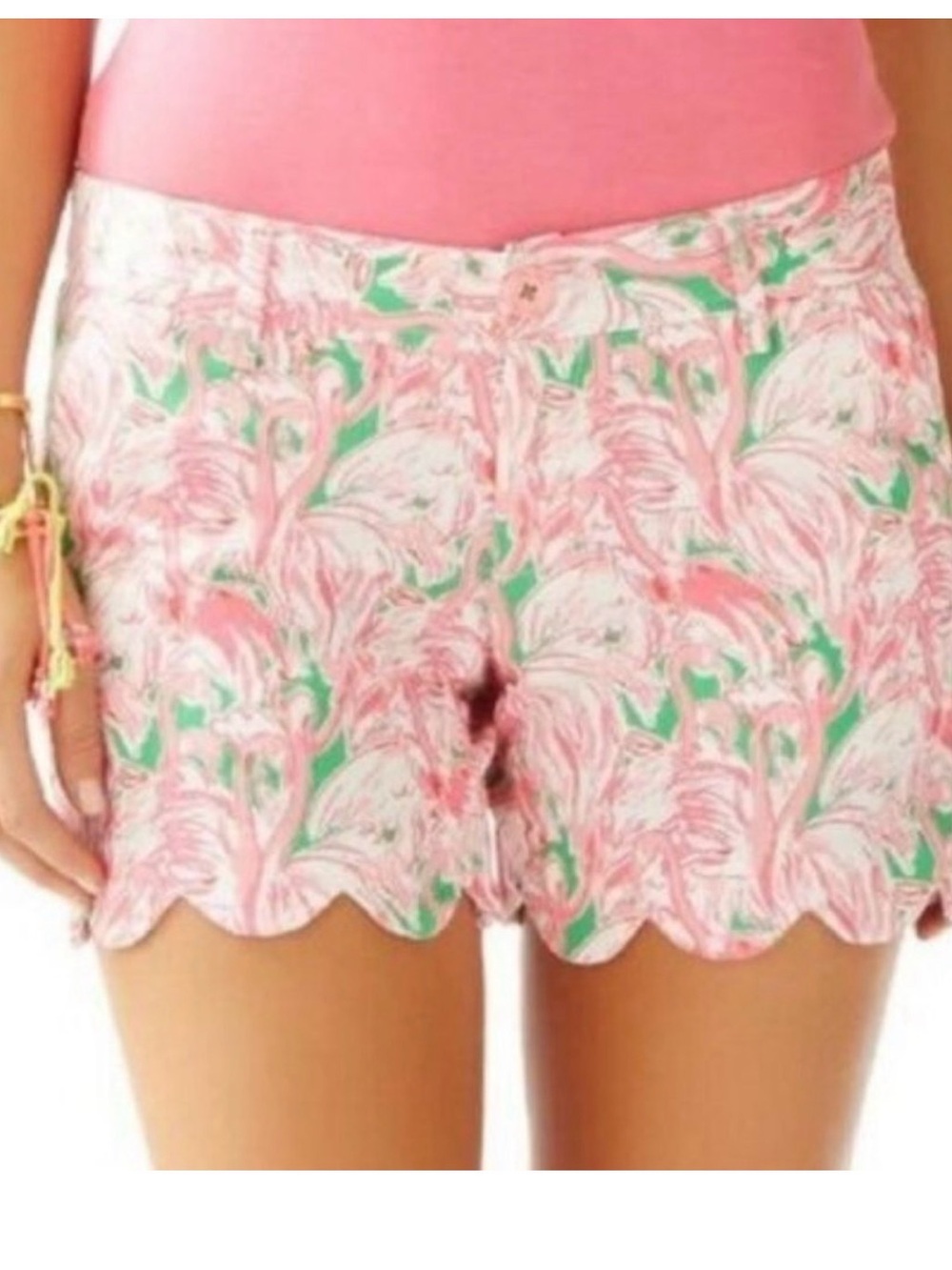 Lilly Pulitzer Buttercup Scallop Hem Shorts prep green pink colony small 0